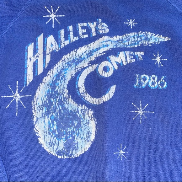 Hanes Blue Crewneck Sweater with Ribbed Cuffs made in USA - Picture 5 of 7